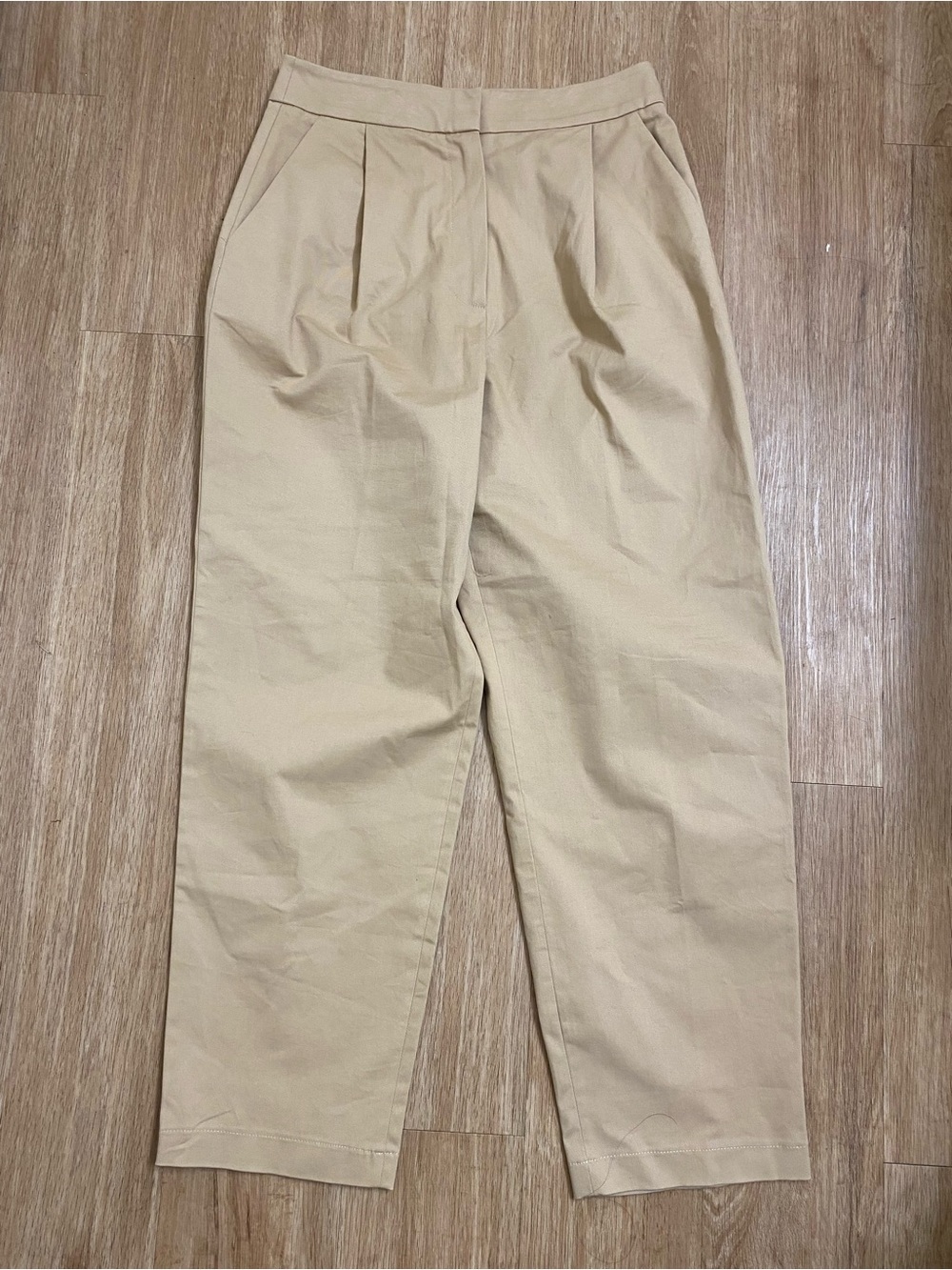 Antropologie Exquise Barrel Leg Chinos Pants in Beige